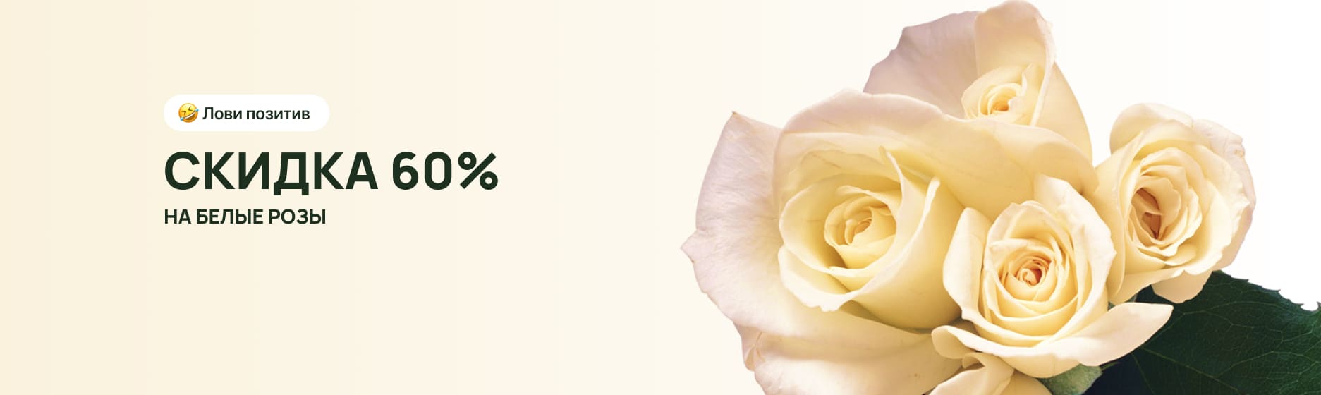 Белые розы со скидкой 60%